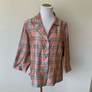 Vintage vision apperal blouse button up silk 80’s
